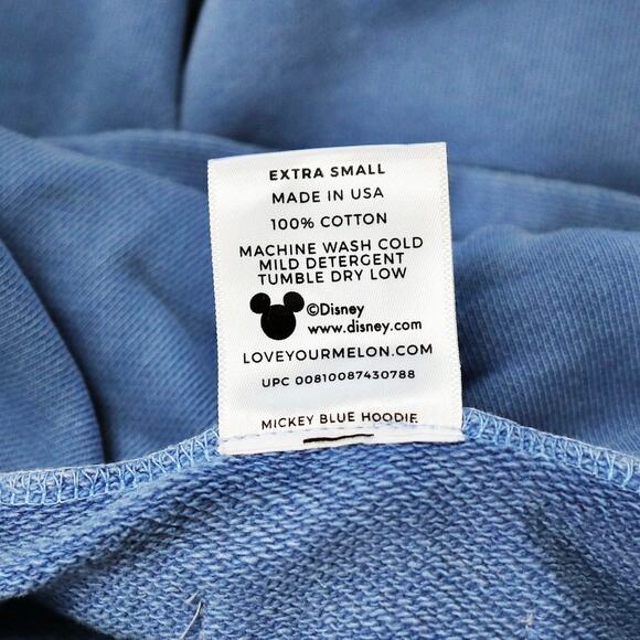 Disney X Love Your Melon Size XS Hoodie Oversize Mickey Blue White - Picture 11 of 12